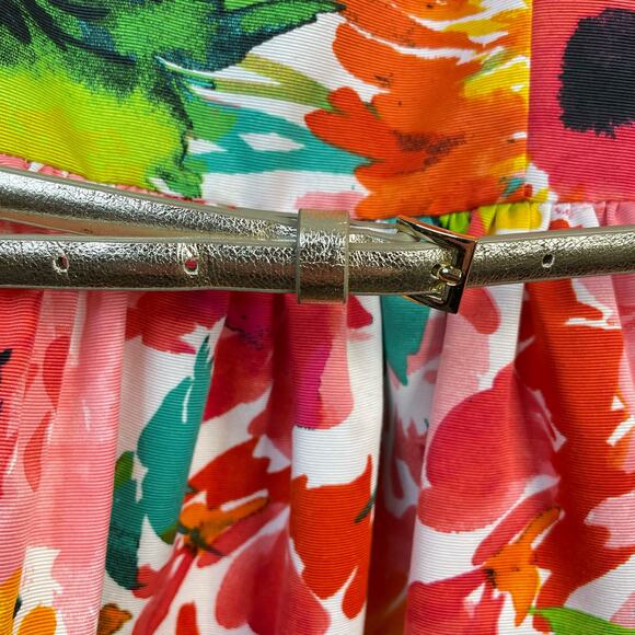 Eliza J Floral Fit and Flare Faille Sleeveless Open Back Classic Dress womens 2 - Picture 6 of 14